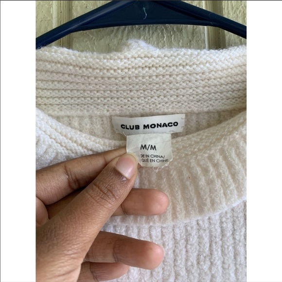 Club Monaco white 100% wool crop sweater size M - Picture 3 of 4